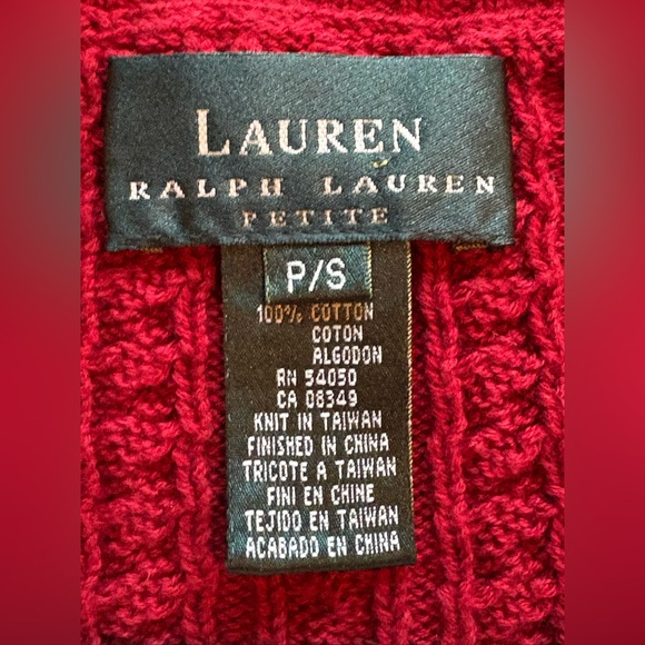 Ralph Lauren Burgundy Cable-Knit Crew-Neck Sweater w Ribbed Neck, Cuff & Hem - Picture 2 of 9